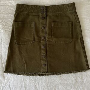 Madewell Green Raw Hem A Line Skirt